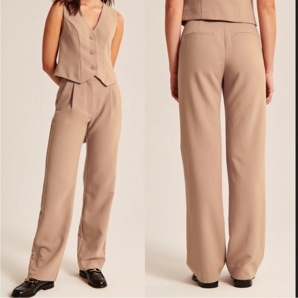Abercrombie & Fitch Pants - Abercrombie & Fitch Curve Love Tailored Straight Pant Tan Size 4